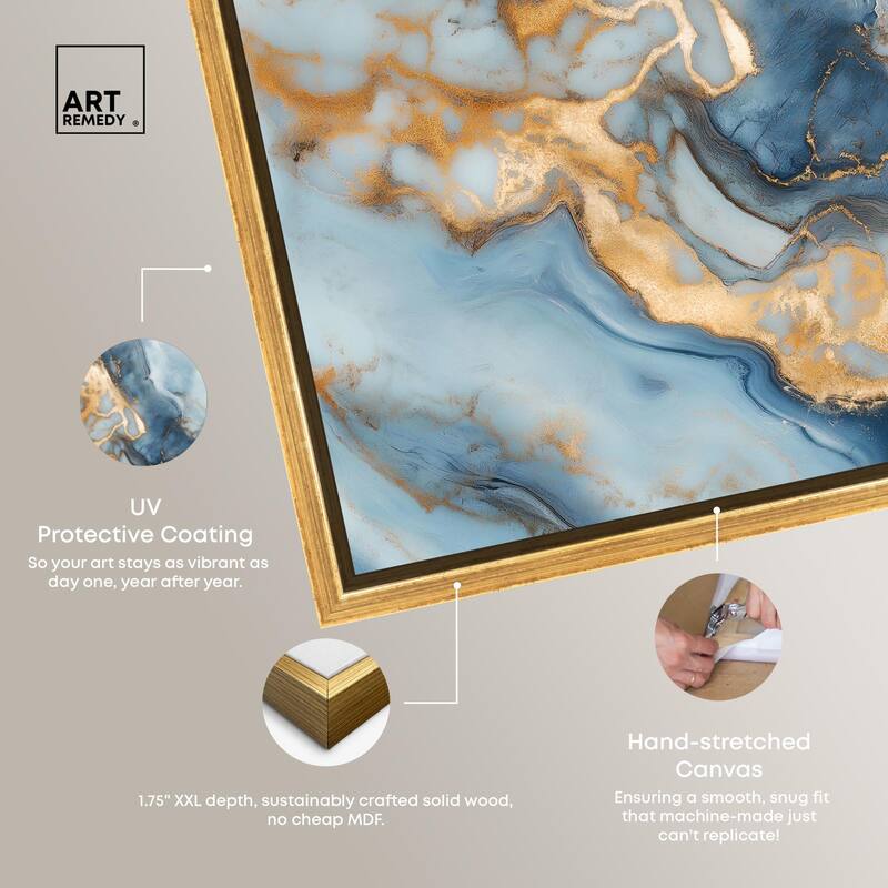 Golden Cloud Marble Canvas by Art Remedy