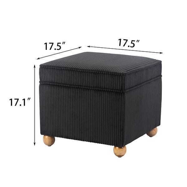 dimension image slide 13 of 14, Adeco Square Storage Ottoman 17 inch Footstool