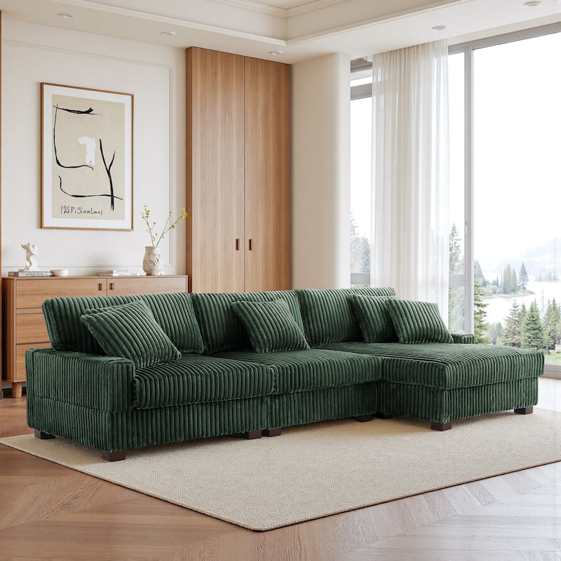 UIXE Upholstered Plush Velvet L Shaped Couch Modular Sofa