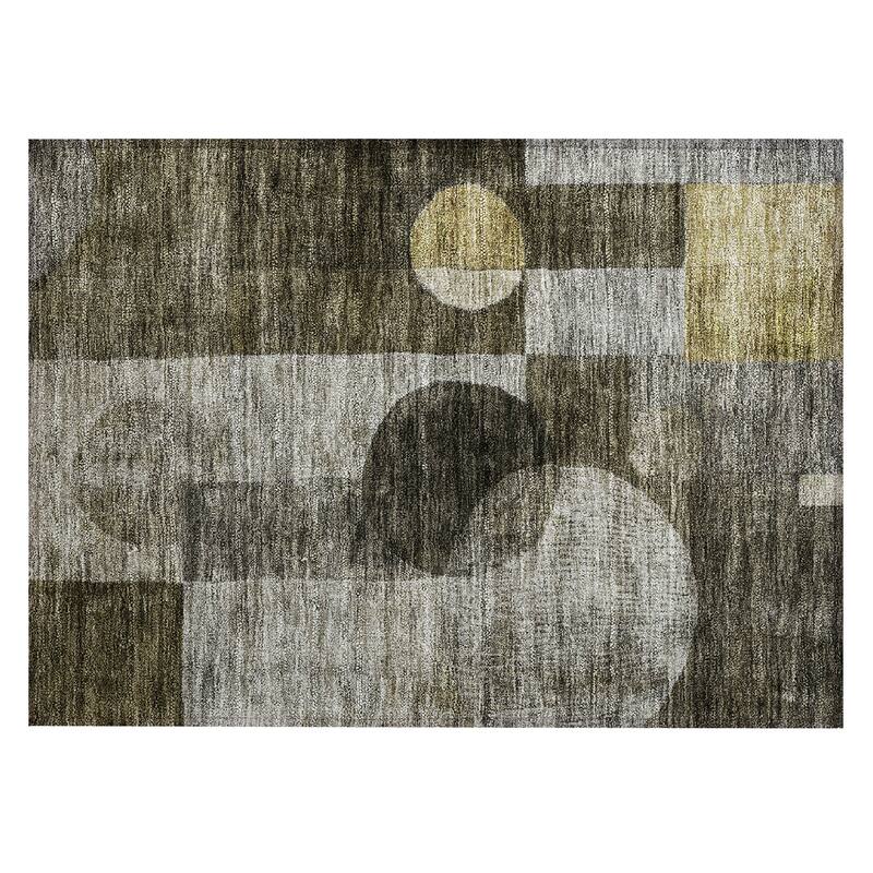 Machine Washable Indoor/ Outdoor Abstract Geo Chantille Rug