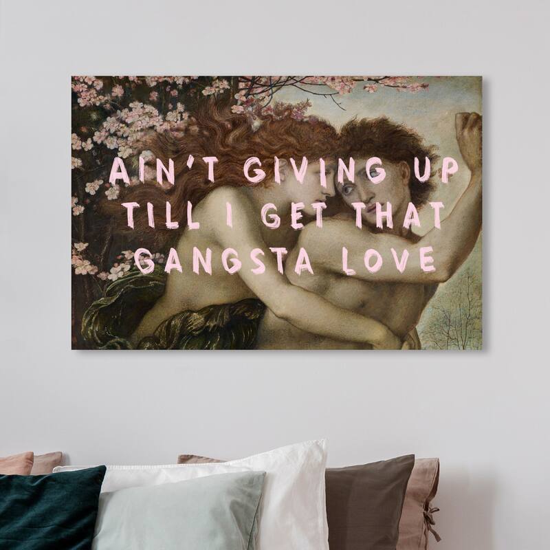Wynwood Studio Canvas Fashion and Glam Gangsta Love Pink and Light Pink Modern & Contemporary Wall Art Canvas Print - 36 x 54