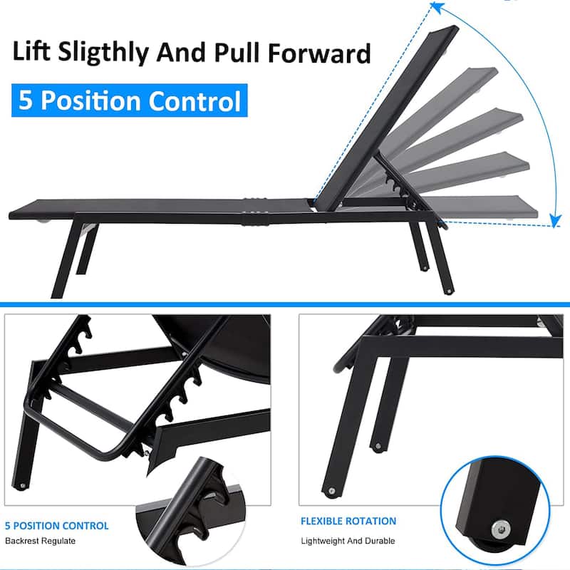 AECOJOY Adjustable Patio Aluminum Lounge Chairs for Outside