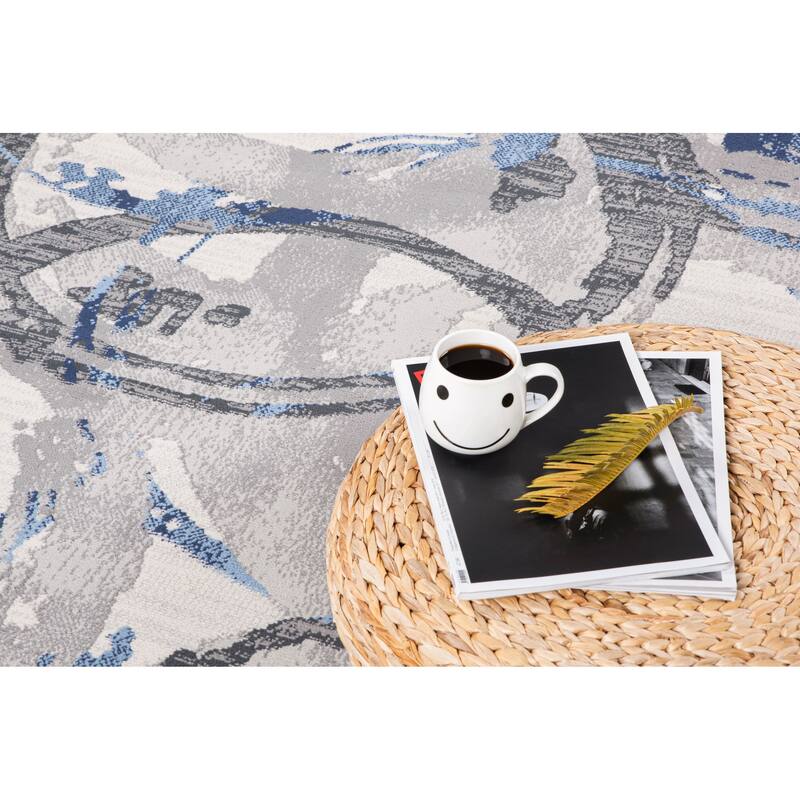 Lela Collection Geometric Circles Polyester Rug