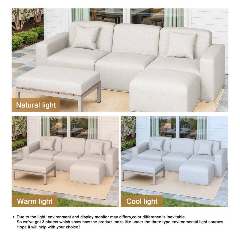Outdoor No Assembly Patio Conversation Sets with Coffee Table, Ottoman