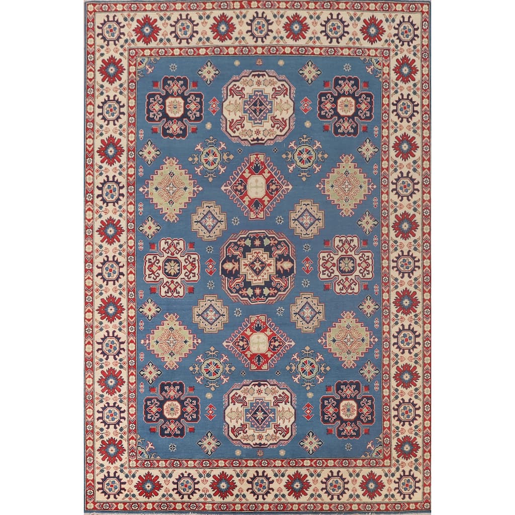 Blue Kazak Rug Hand-Knotted Oriental Wool Carpet - 8'3"x 11'6"
