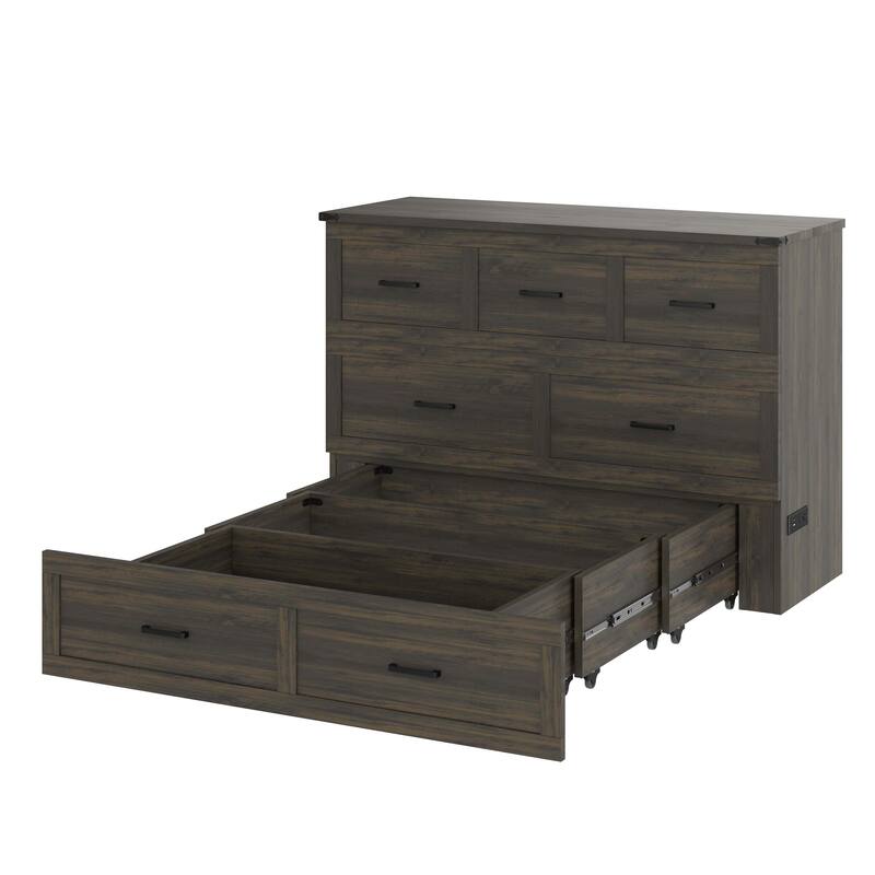 Modern Murphy Bed Cabinet Bed with Drawer Charging Station