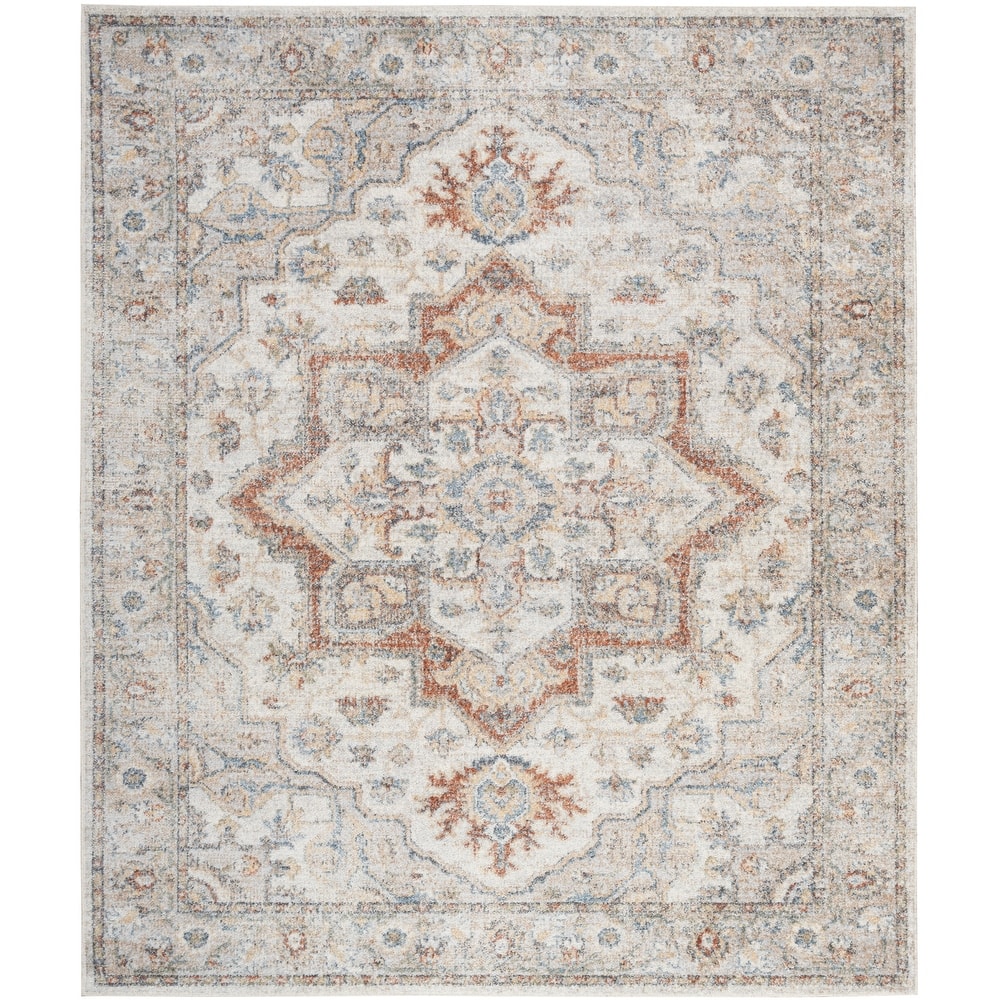 Nourison Abby Machine Washable Indoor only Persian Floral Area Rug.