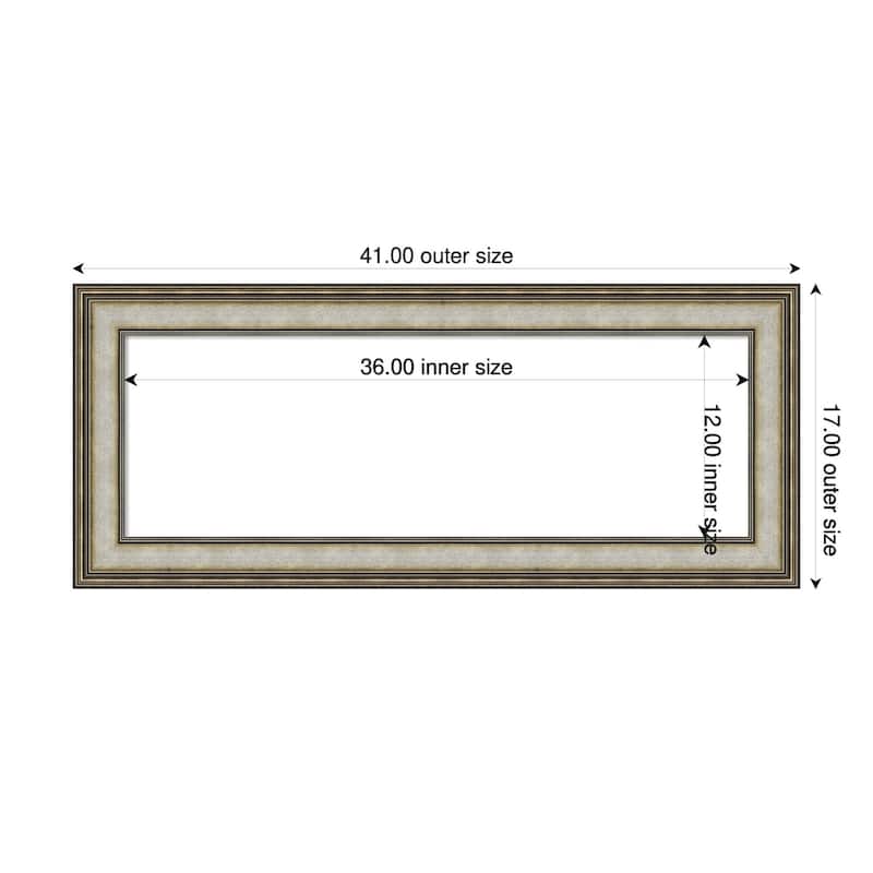 Amanti Art Mezzanine Antique Silver Framed Dry Erase Magnetic Board - 41 x 17 in - Mezzanine Antique Silver