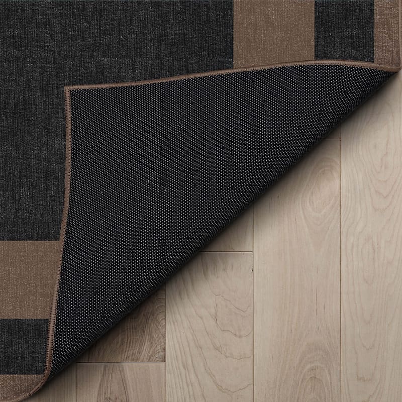 Well Woven Plain Border Flat-Weave Area Rug