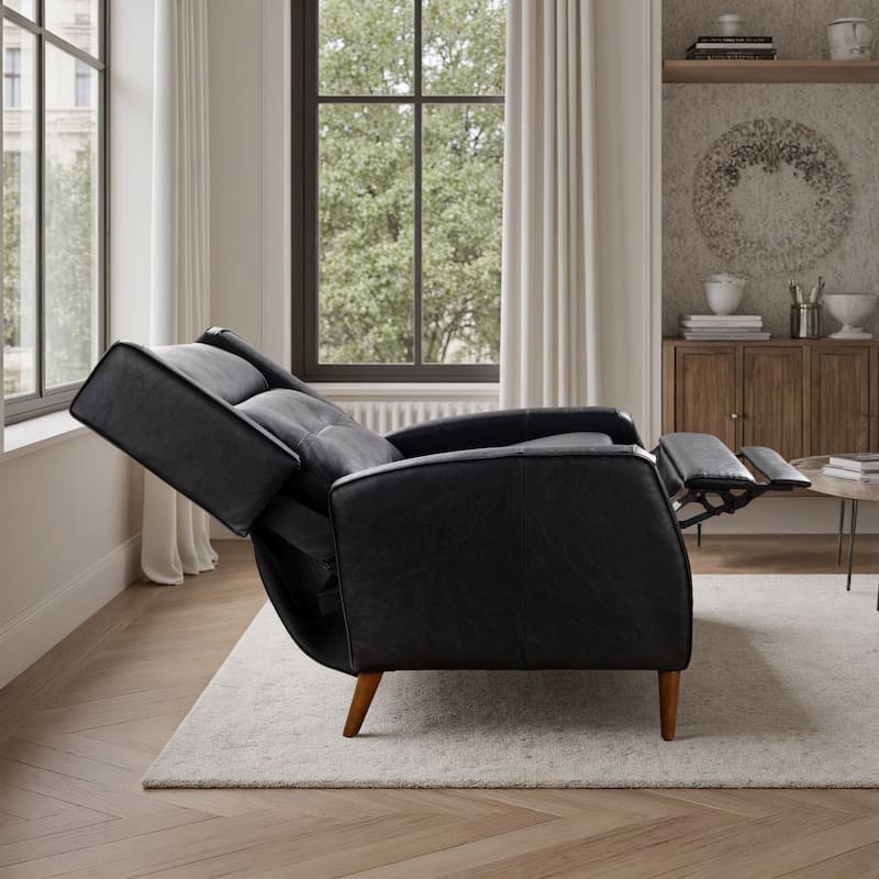 Art Leon Mid-century Modern Recliner, Lounge Chair with Wood Frame