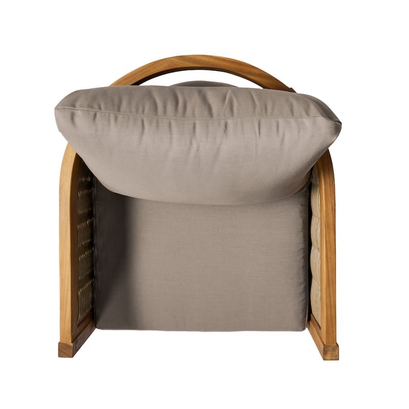 Burchett Outdoor Acacia Wood and Wicker 4 Seater Chat Set with Cushions by Christopher Knight Home