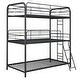 preview thumbnail 3 of 8, Twin over Twin Size Metal Triple Bunk Bed with Ladder and Fence for Kids' Rooms