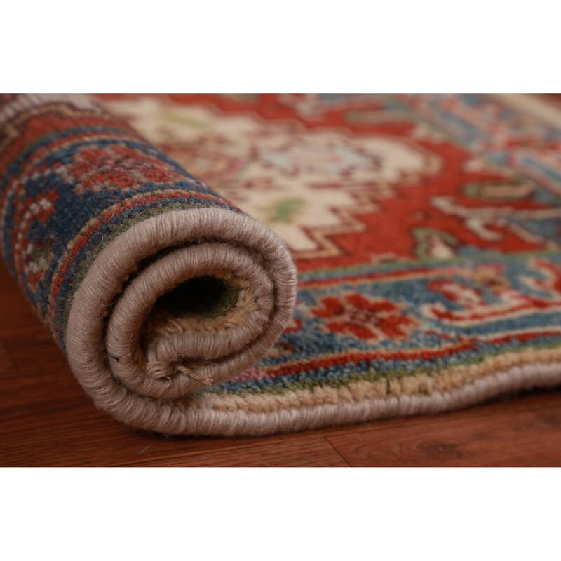 Hand Knotted Oriental 100% Wool Carpet Traditional Medallion Beige & Ivories Heriz (serapi) Area Rug - 2' 9'' X 2' 0''