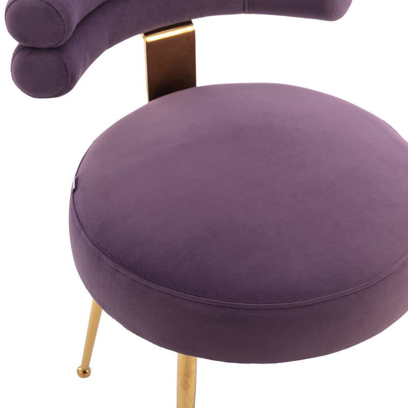 Velvet light luxury dining chairs, metal leisure chairs with backrest,sets of 2