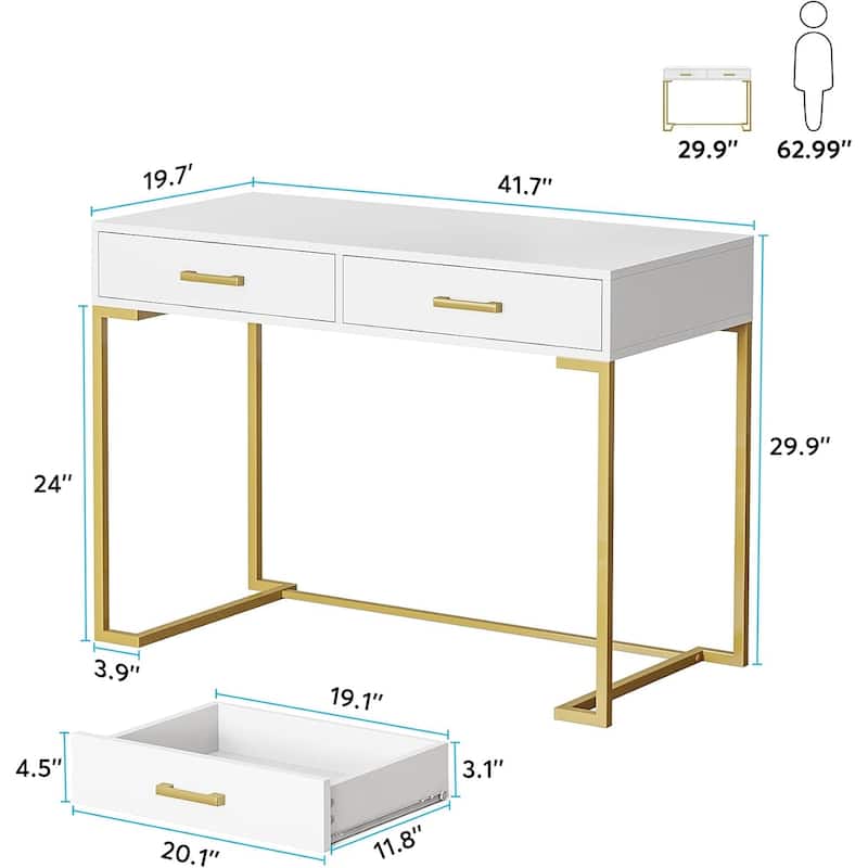 Vanity Desk, Rectangular Makeup Vanity, Dressing Table Beauty Station Cosmetic Desk