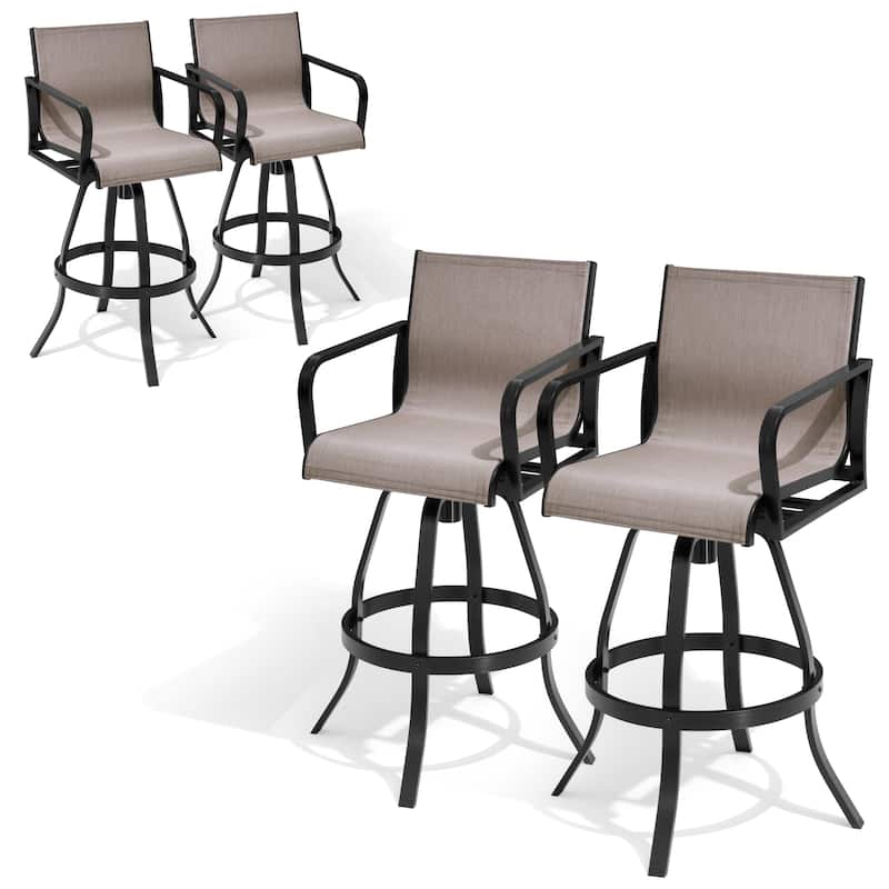 Pellebant Outdoor Aluminum Swivel Barstool Patio Bar Stools with Sunbrella Fabric - 18.31"Lx18.31"Wx43.31"H
