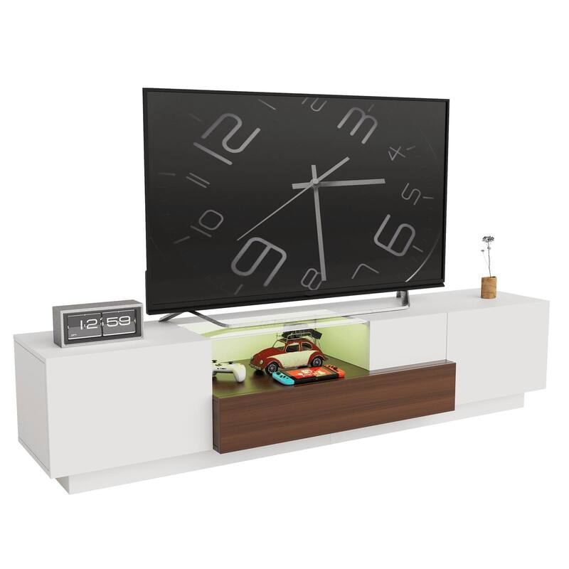 Gymojoy 70" Modern LED TV Stand for 55-75 Inch TV, Entertainment Center with Shelves, TV Console with Remote Control RGB Lights.