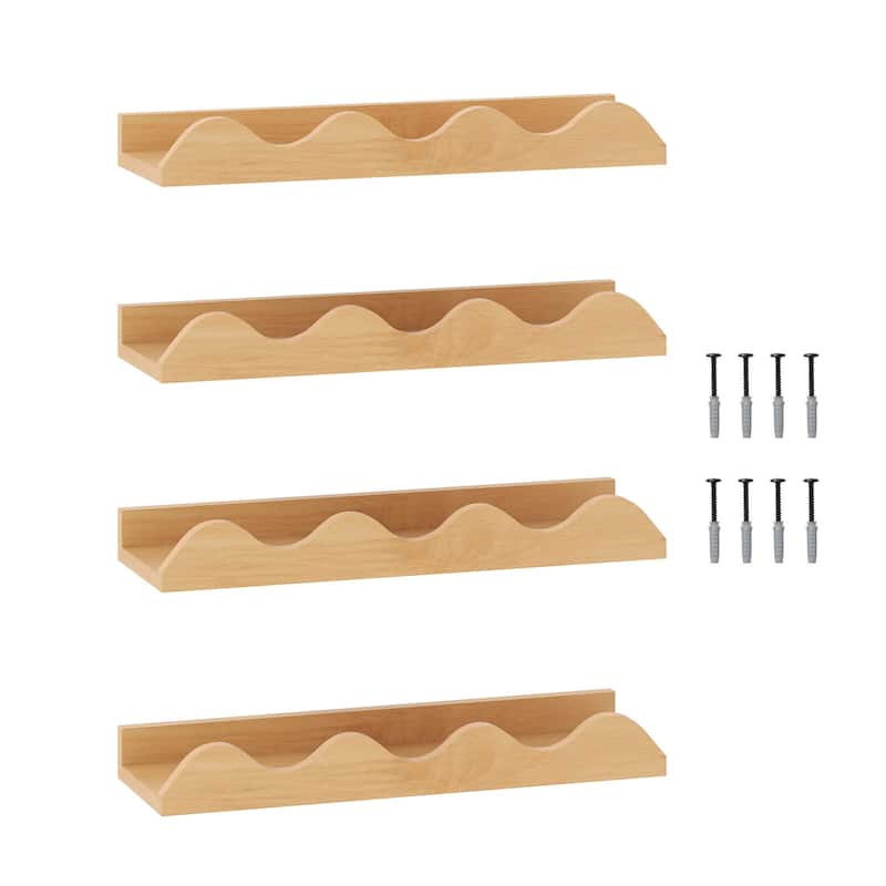 Costway Kids Bookshelf Set of 4 with Fir Wood Structure & Wavy - See Details