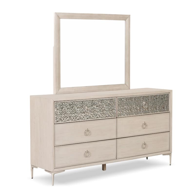 Furniture of America Fable Modern 2-Piece Solid Wood Dresser and Mirror Set