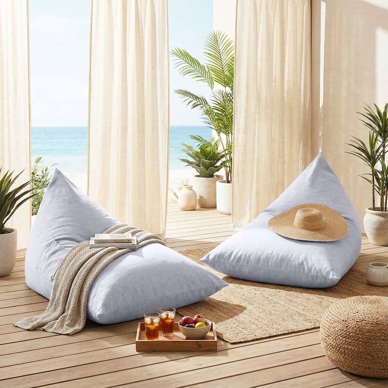 Christopher Knight Home - Arlene Modern Outdoor Upholstered Bean Bag Chair - Set of 2 - Gray