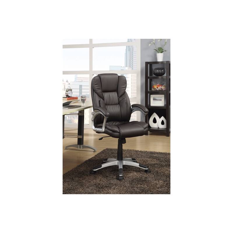 Executive Leather Office Chair - High Back Ergonomic Desk Chair with Lumbar Support - Dark Brown