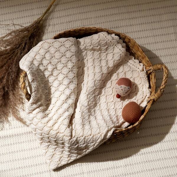 slide 2 of 6, Cotton Pointal Diamond Soft Baby Blanket Beige - Basic