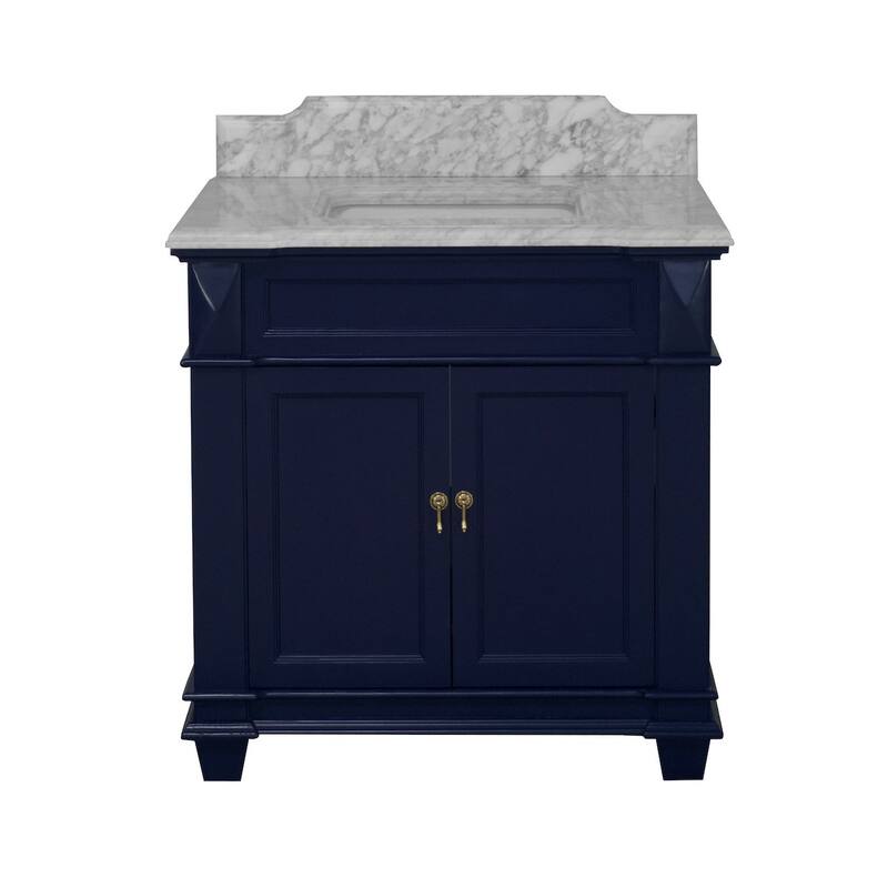 KitchenBathCollection Elizabeth 36" Bathroom Vanity with Carrara Marble Top