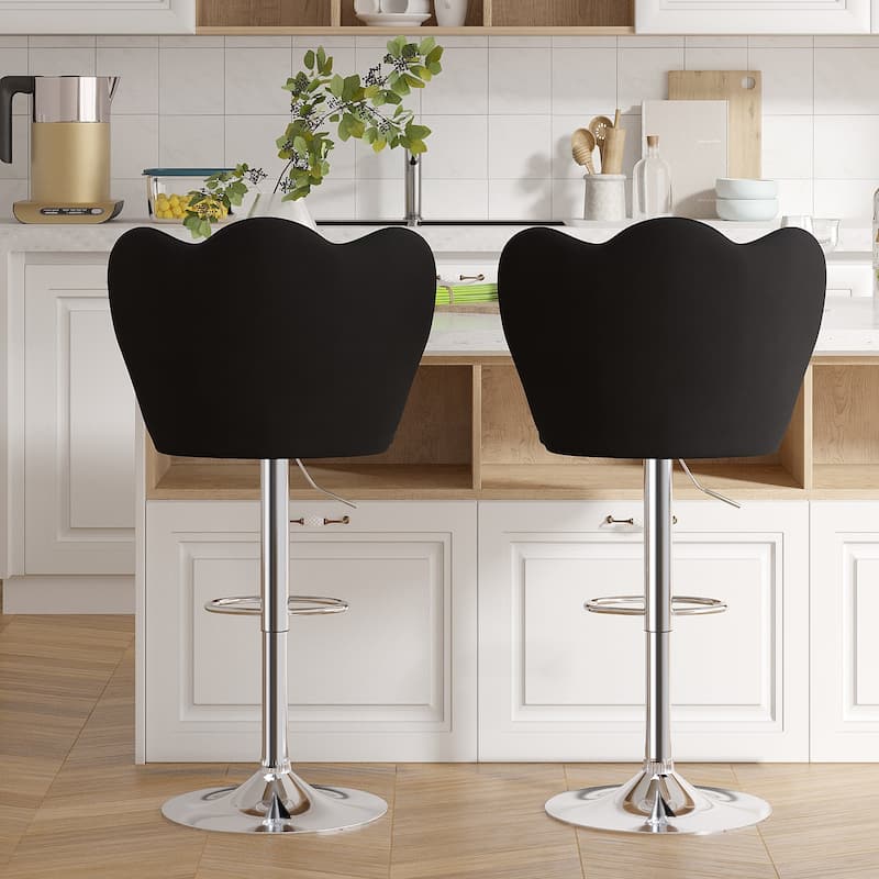 VECELO Set of 4 Barstools, Adjustable Bar Stools with Back, Velvet Armless Kitchen Stool