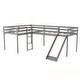 preview thumbnail 4 of 16, L-Shaped Solid Pine Twin Size Loft Bed with Ladder & Slide for 2 Kids