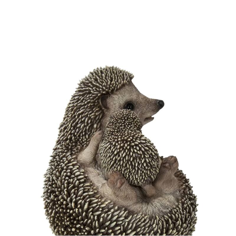 6.5" mother and baby hedgehog outdoor garden statue