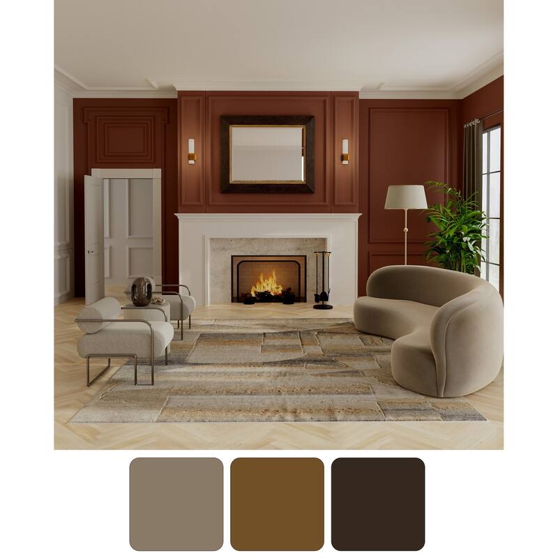 Grand Bazaar Hartman Machine Made Abstract Modern Area Rug