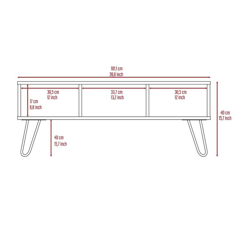 TUHOME Vassel Hairpin Leg Coffee Table with Open Shelves
