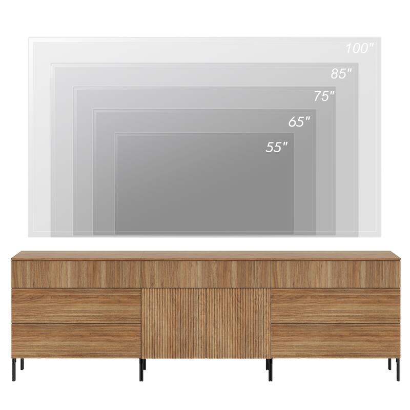 94.5" Modern Reeded 7-Drawer Dresser Set For Bedroom, Minimalist Chest Of Drawers