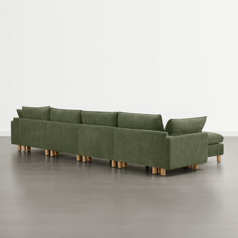 Spruce & Spring Modular Cloud Couch Sofa with Wood Legs for Living Room