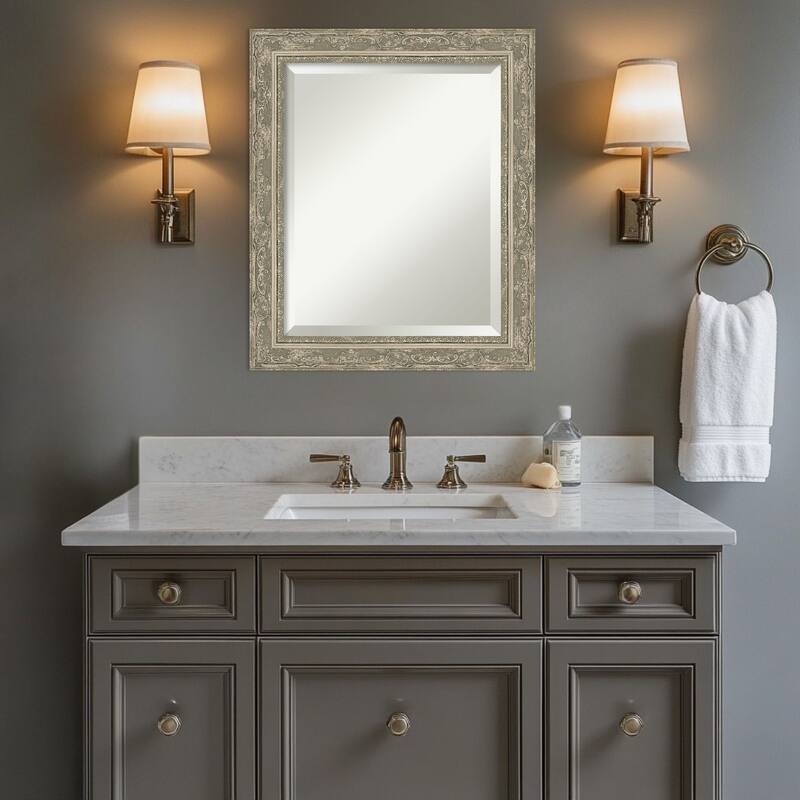 Filigree Beveled Framed Bathroom Vanity Wall Mirror