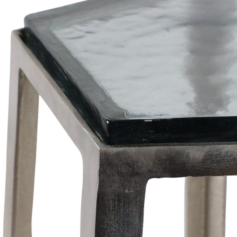 Marble Side Table Metal Frame Modern Narrow Accent for Home Decor