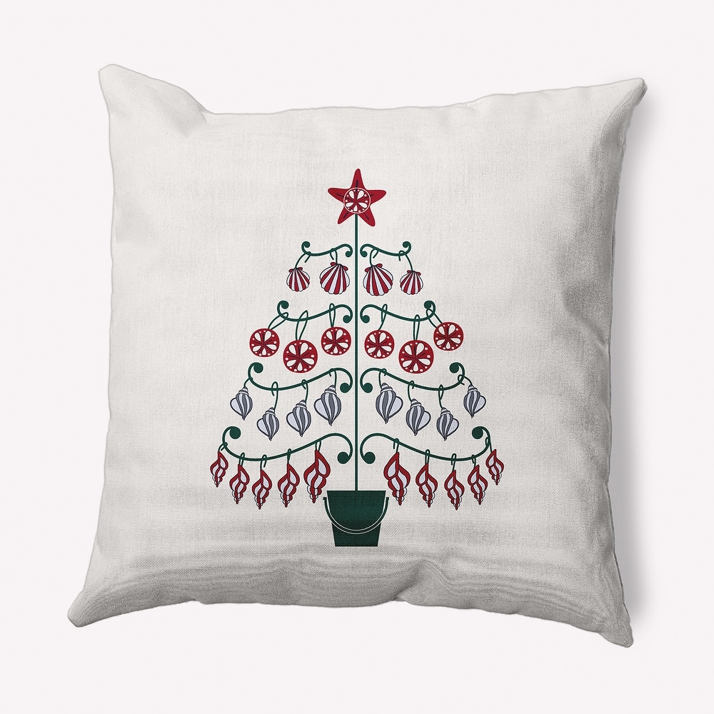 Beach Tree Christmas Soft Spun Polyester Decorative Throw Pillow
