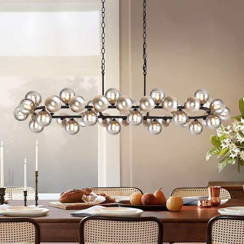 40-light Modern Large Bubble Sputnik Chandelier in Black for Dining Room