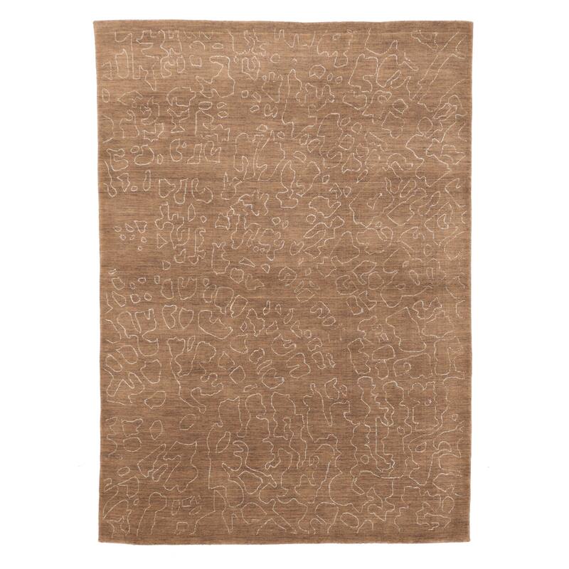 ECARPETGALLERY Hand Loomed Loreto Brown Viscose, Wool Rug - 5'5 x 7'7