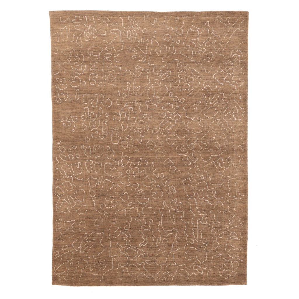 ECARPETGALLERY Hand Loomed Loreto Brown Viscose, Wool Rug - 5'5 x 7'7