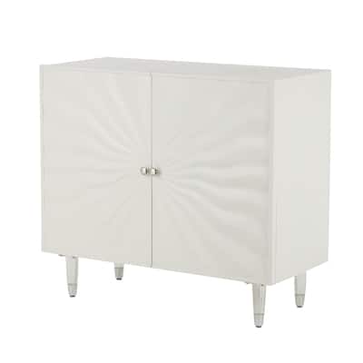 Wooden 2 Door Cabinet with Silver Knobs and Legs - White - Roche River Decor