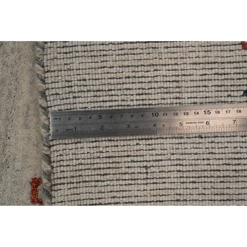 Hand Knotted Oriental 100% Wool Carpet Tribal Animal Pictorial Beige & Ivories Gabbeh Area Rug - 8' 0'' X 8' 2''