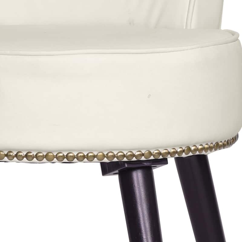 VEIKOUS Makeup Vanity Stool Chair with Low Back and Wood Legs-17.3" x 15.7" x 25.1"