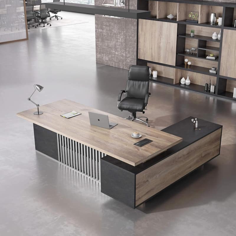 WESOME Large L-Shaped Executive Desk with Drawers Cabinet Cable Management - 70.87inch - Multi-Left Return