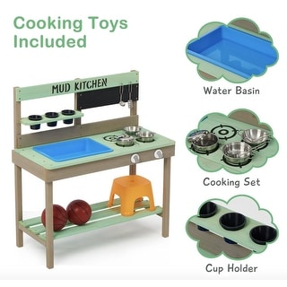 Childrens Mud Kitchen Bench 31.5"L x 15" W x 35" H - N/A