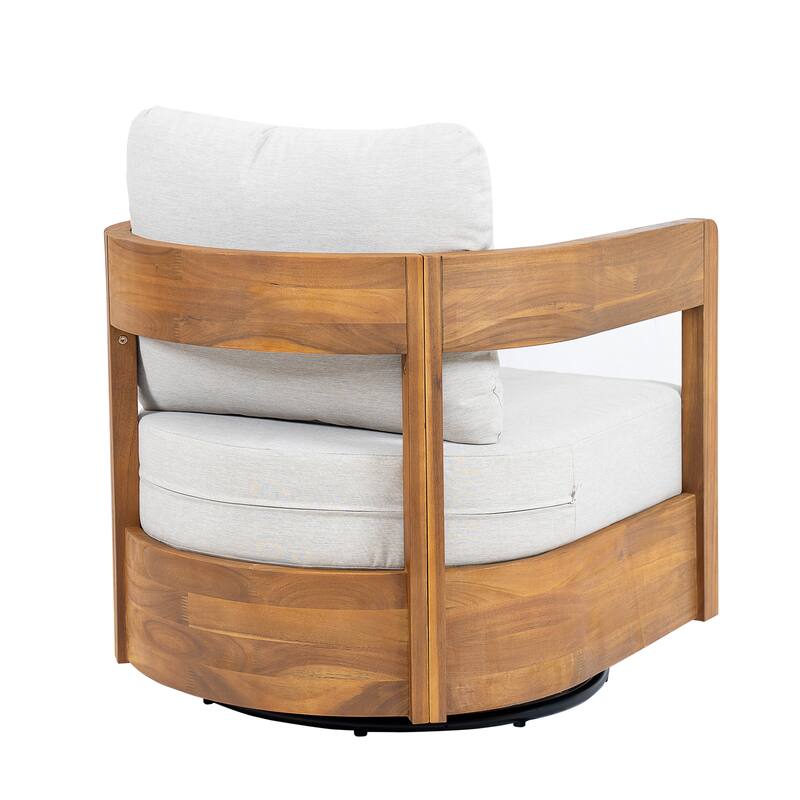 Roomfitters Telluride Outdoor Acacia Wood Swivel Club Chair with Cushions - Single Unit