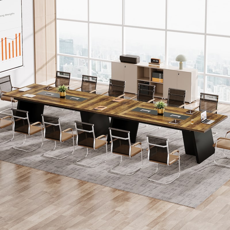 8FT Large Farmhouse Conference Table with Cable Management