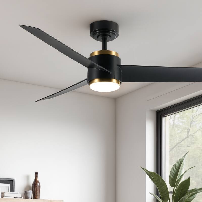 CO-Z 52" LED Ceiling Fan with Dimmable Light Kit and Remote Control - 52 Inches - Black