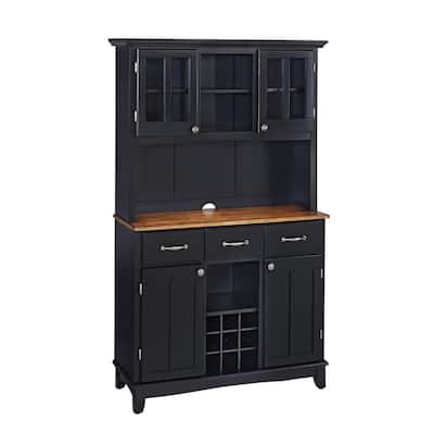Buffet of Buffets Black Storage Hutch with Wood Top