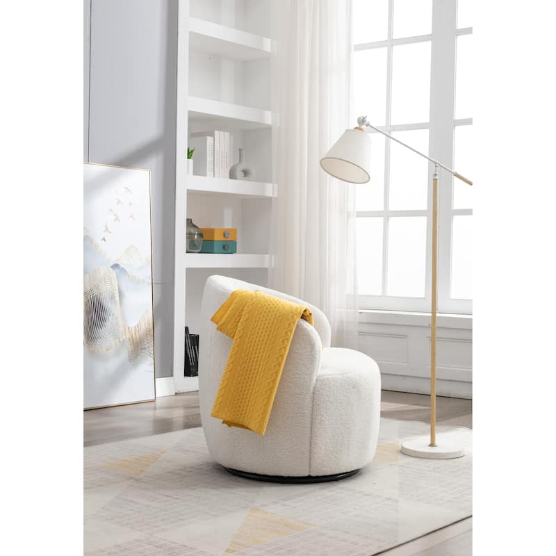 Teddy Fabric Swivel Accent Barrel Chair